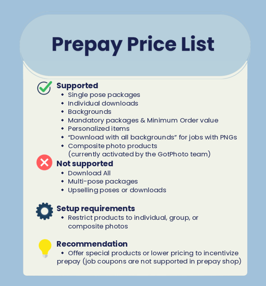 Prepay price list guidelines & recommendation 2026