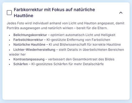 Auswahlmöglichkeit: Hauttontreue Farbkorrektur