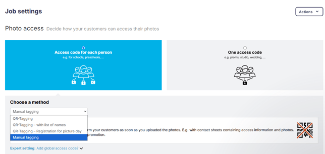 Manual tagging settings screenshot