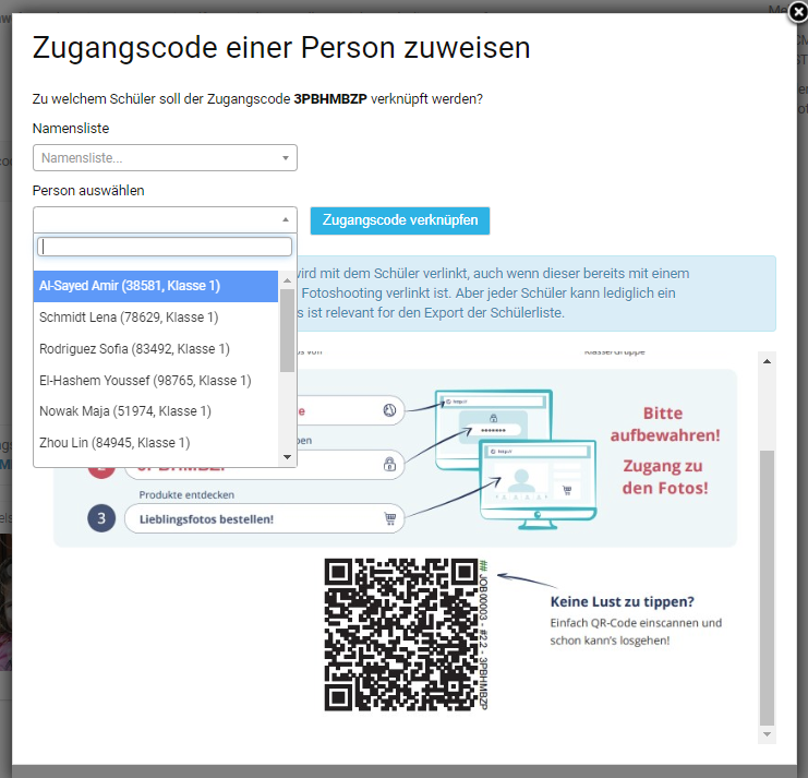 Auswahl der Person aus der Namensliste