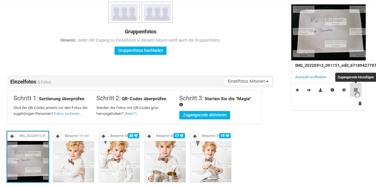 Zugangscode zufällig vergeben