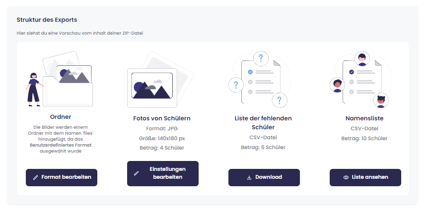 Exportformatübersicht