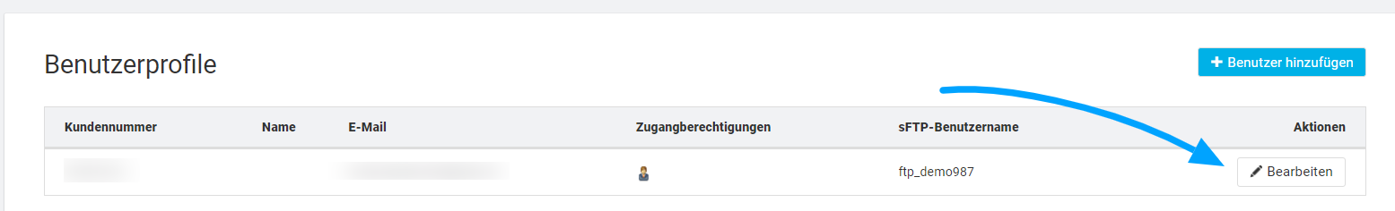 Benutzername und Passwort in FTP-Einstellungen
