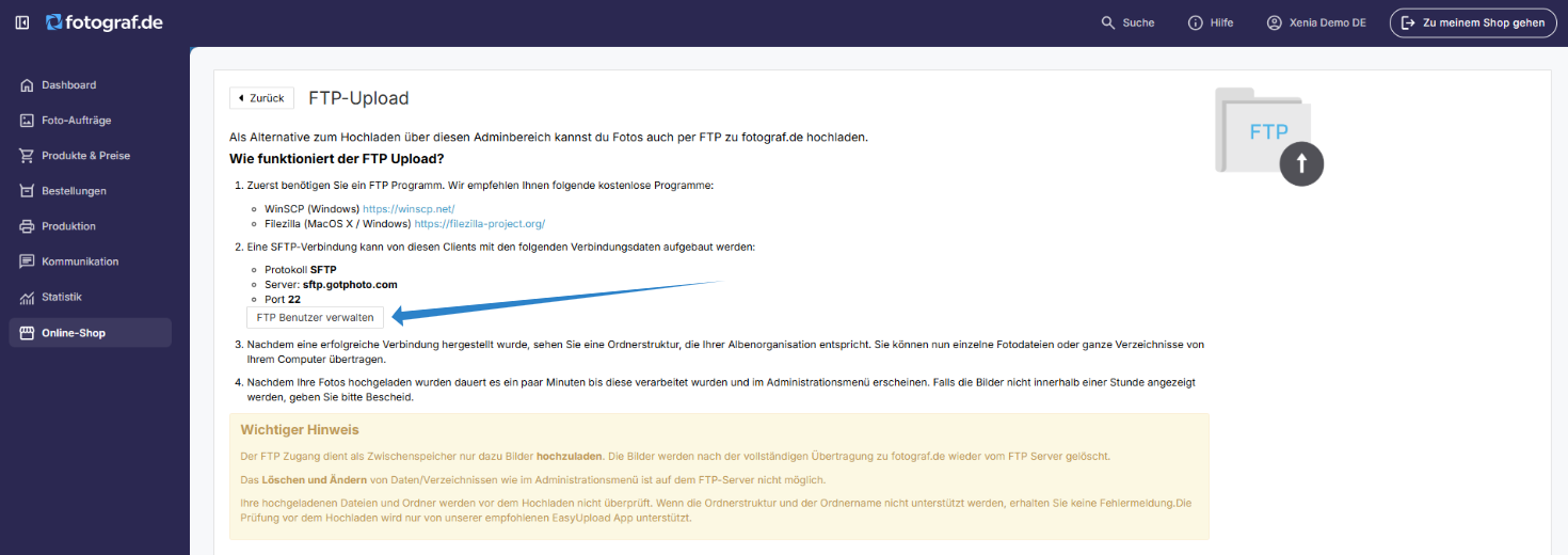 Bearbeiten-Button neben dem FTP-Benutzernamen
