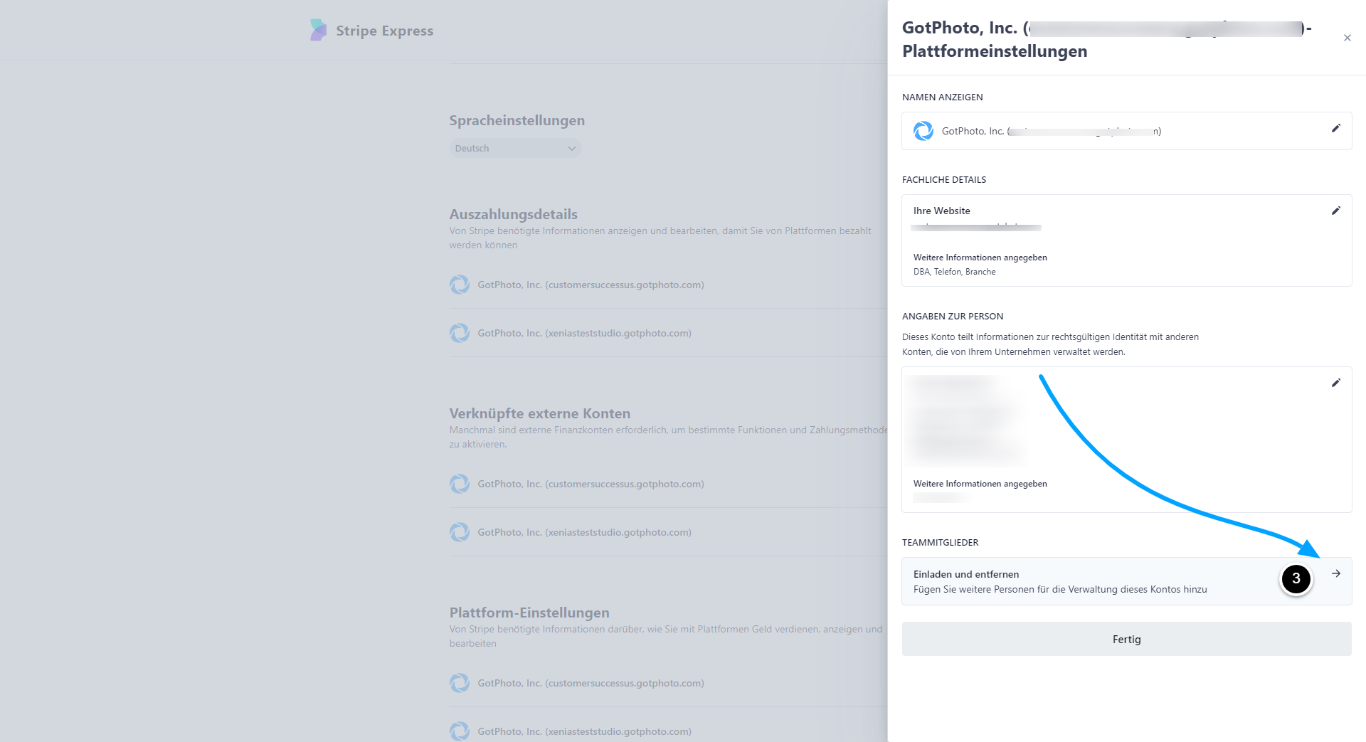 Screenshot: Admins im Stripe-Dashboard hinzufügen