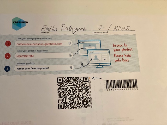 Filled-in QR card with subject name