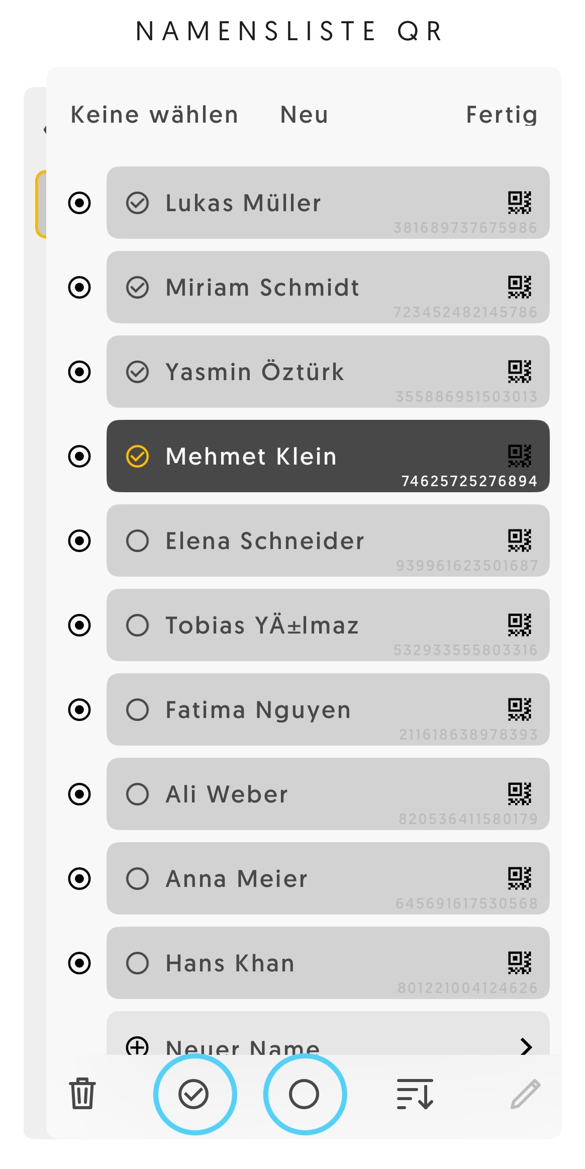 Screenshot: Gruppenmarkierung speichern