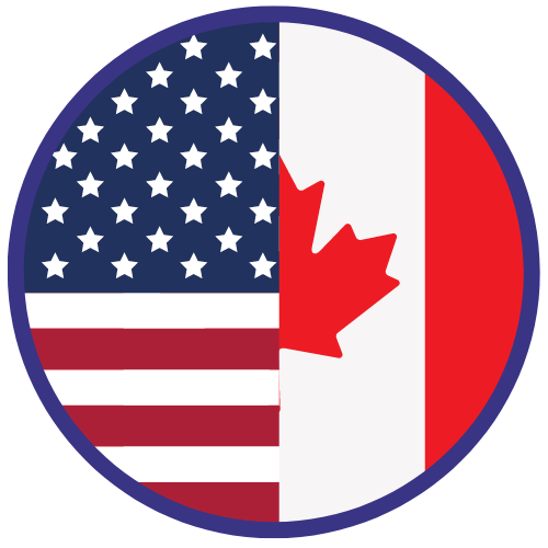 US and Canadian flag icon.