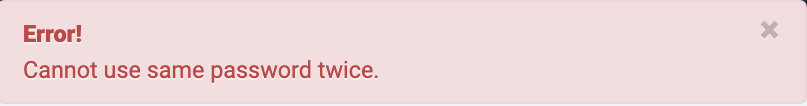 Error message indicating duplicate access code cannot be reused.