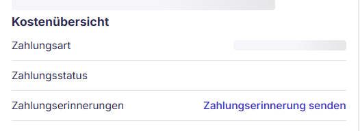 Screenshot: Zahlungserinnerung senden Button