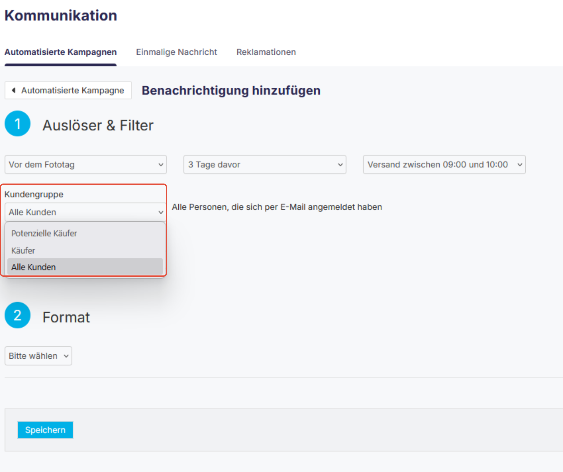 Kund:innengruppe wählen