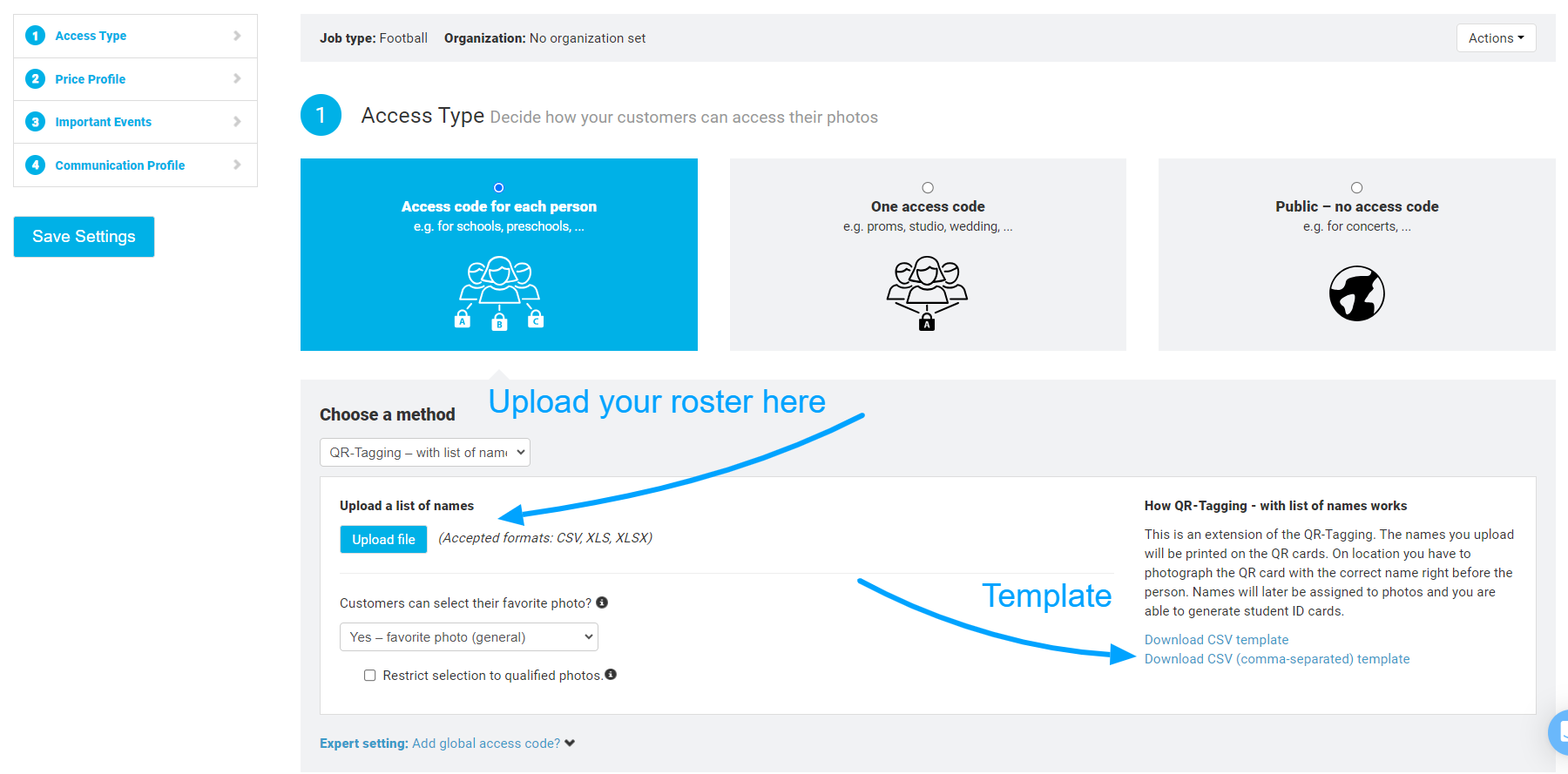 Upload roster file dialog