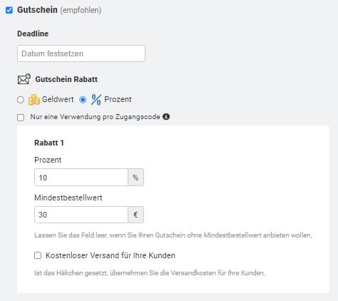 Auftragsgutschein Screenshot