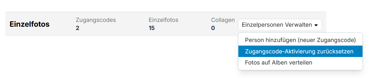 Zugangscode Aktivierung zurücksetzen