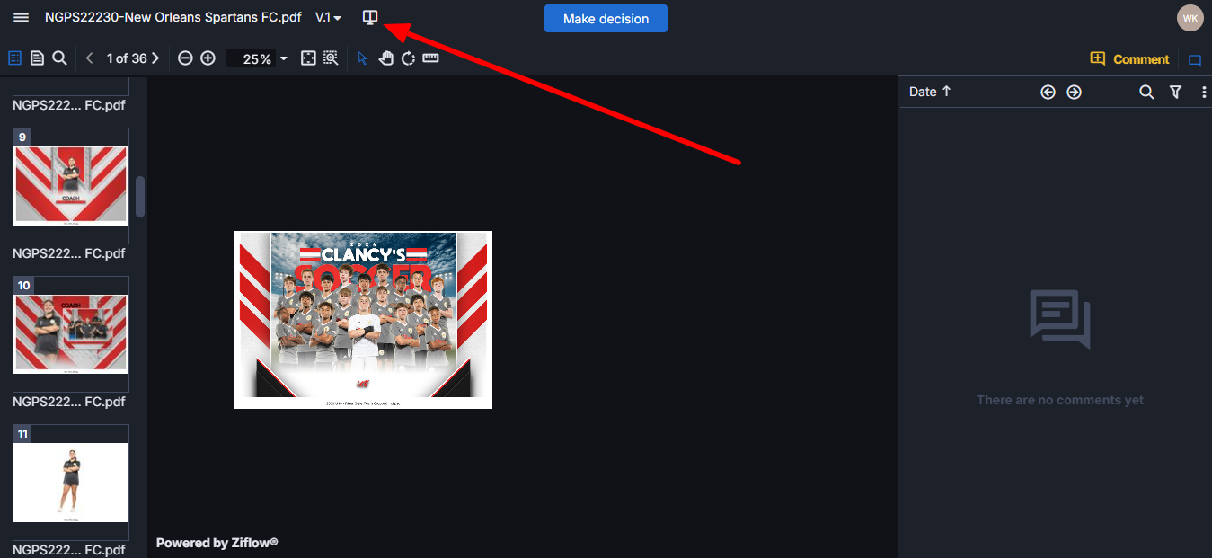 Compare icon in proofing view