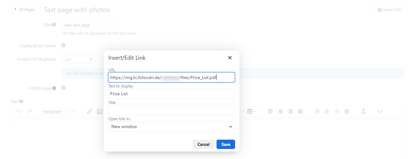 Insert link to PDF in editor