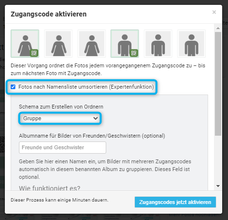 Sortierung nach Namensliste Screenshot