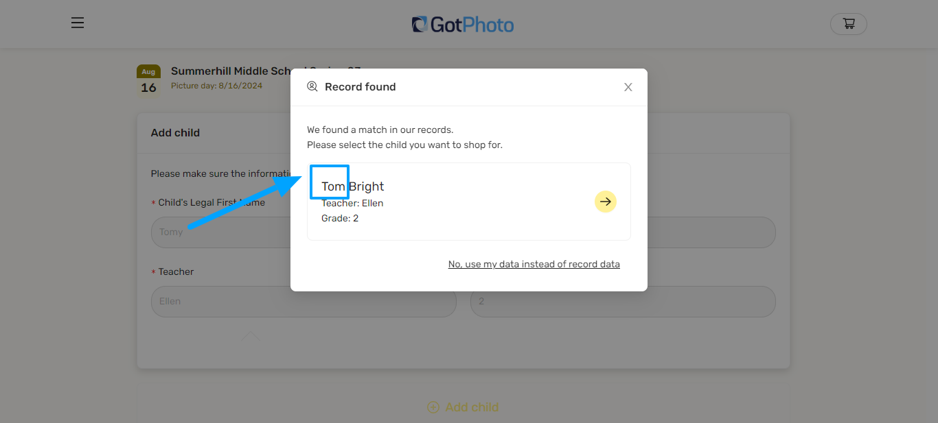 Prompt to keep existing subject data