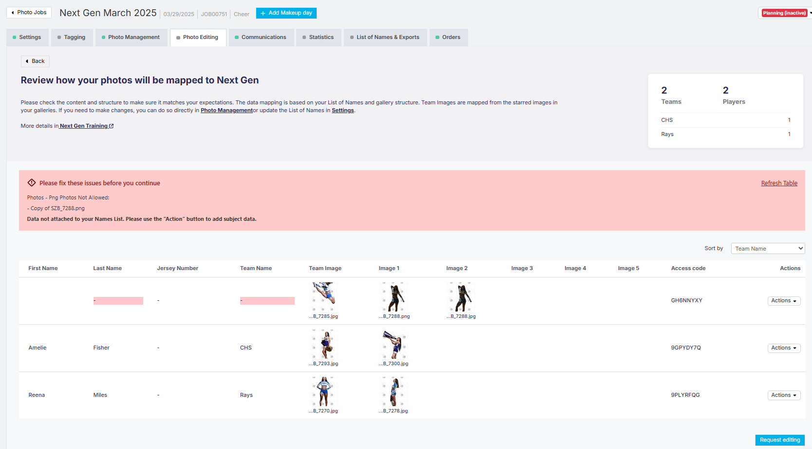 Error notification during mapping
