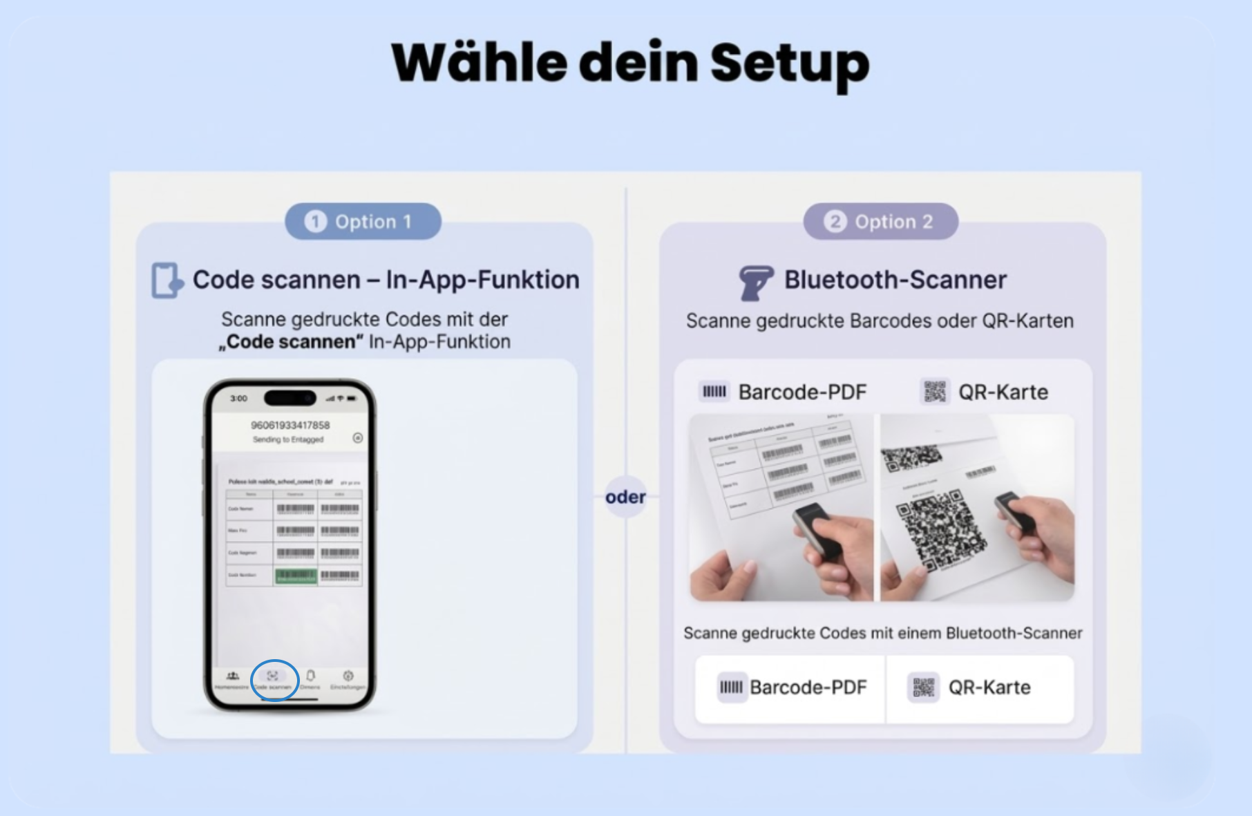 Scan-Code-Bildschirm mit Barcode-Scanner