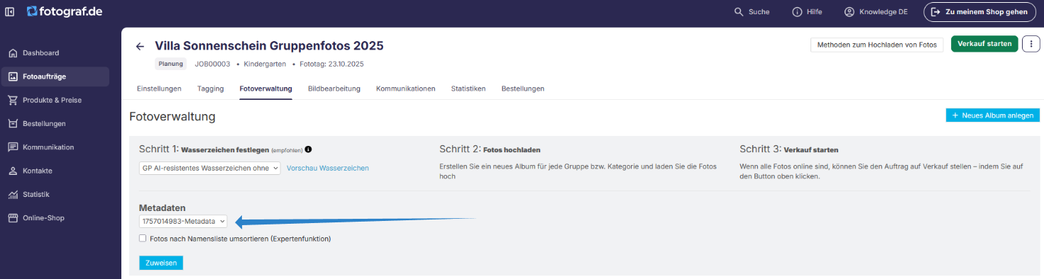 Dropdown zum Neu-Sortieren nach Gruppe oder Lehrer