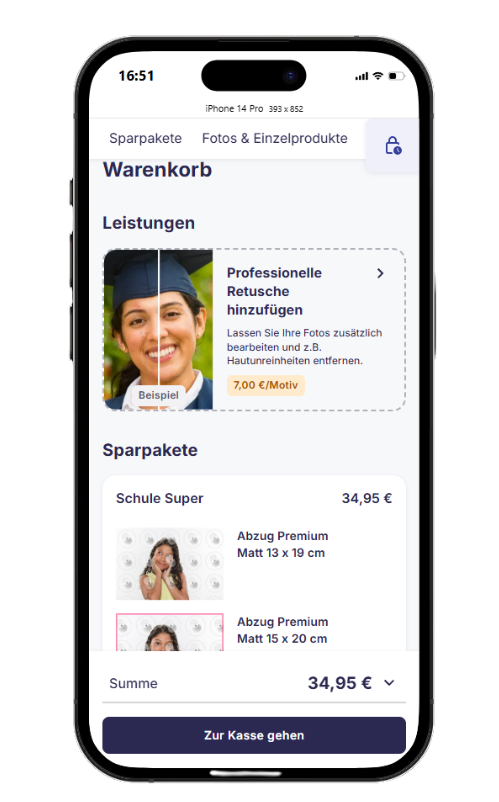 Kund:innen-Ansicht der Retusche-Option