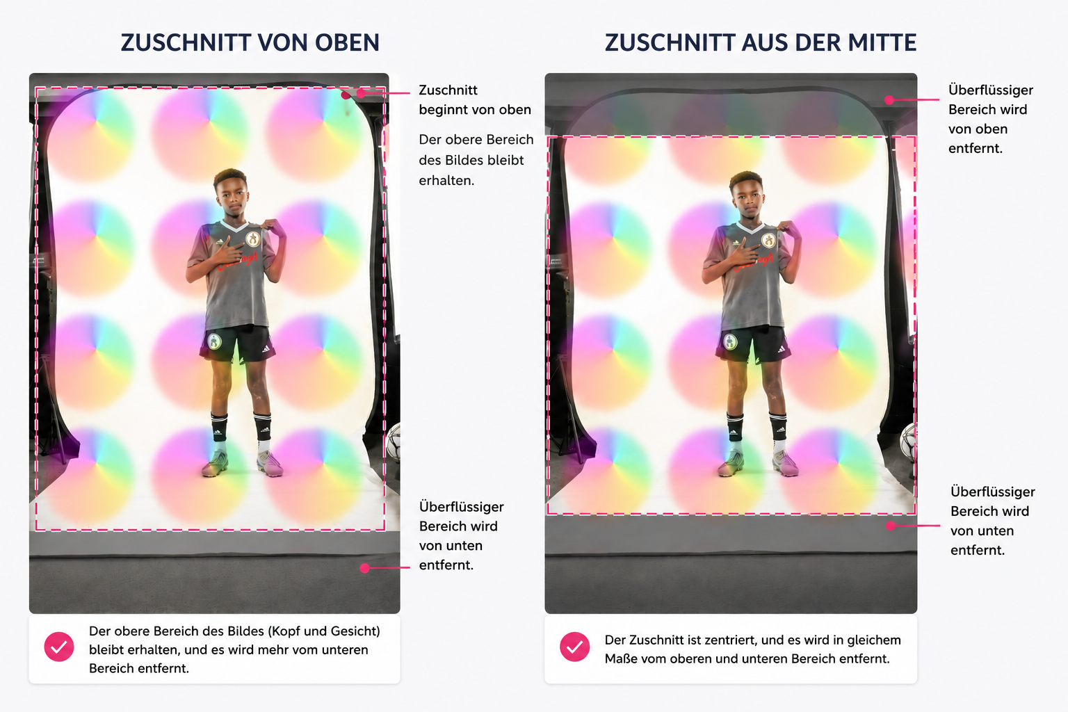 Einstellung für den Zuschnitt von Hochformat-Fotos
