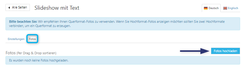 Speichern der Seiteneinstellungen