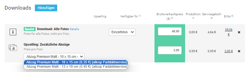 Preisgestaltung für Upselling-Produkte