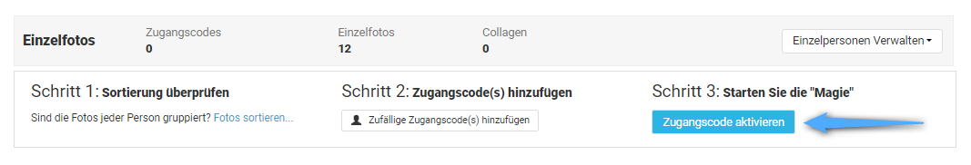 Zugangscodes aktivieren