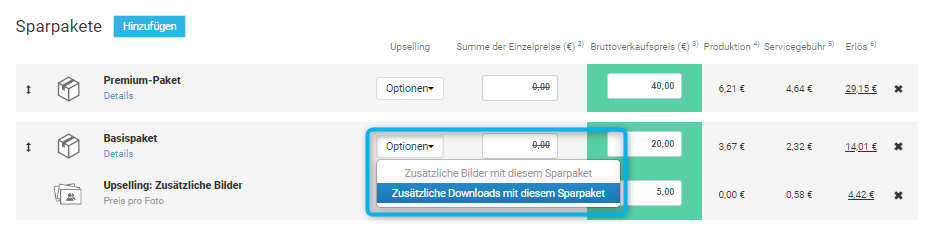 Zusätzliche Downloads im Sparpaket