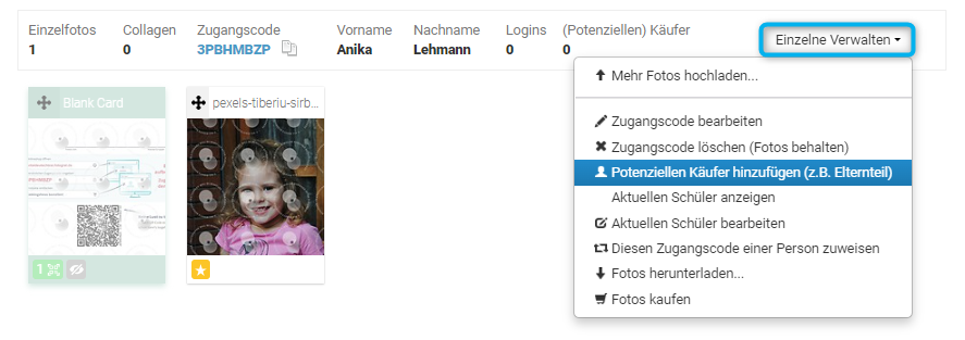 Formular zum Hinzufügen eines Käufers
