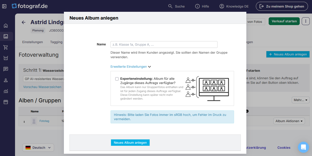 Album nur für Gruppenfotos in Fotoverwaltung anlegen