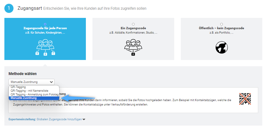 Manuelle Zuordnung beim Setup aktivieren