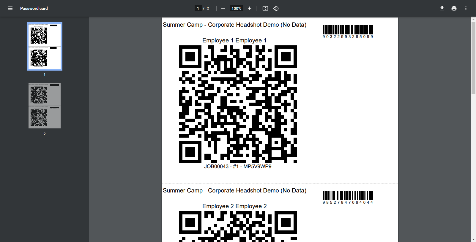 Printed QR cards for onsite registration