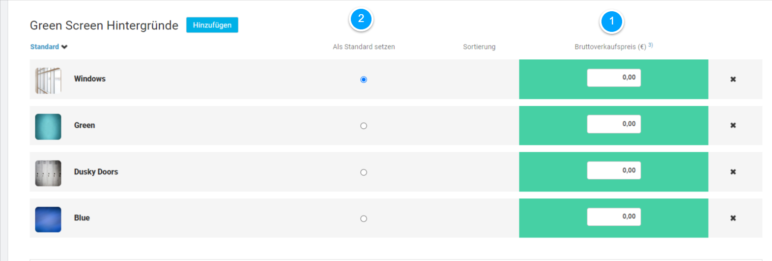 Standard-Hintergrund-Auswahl