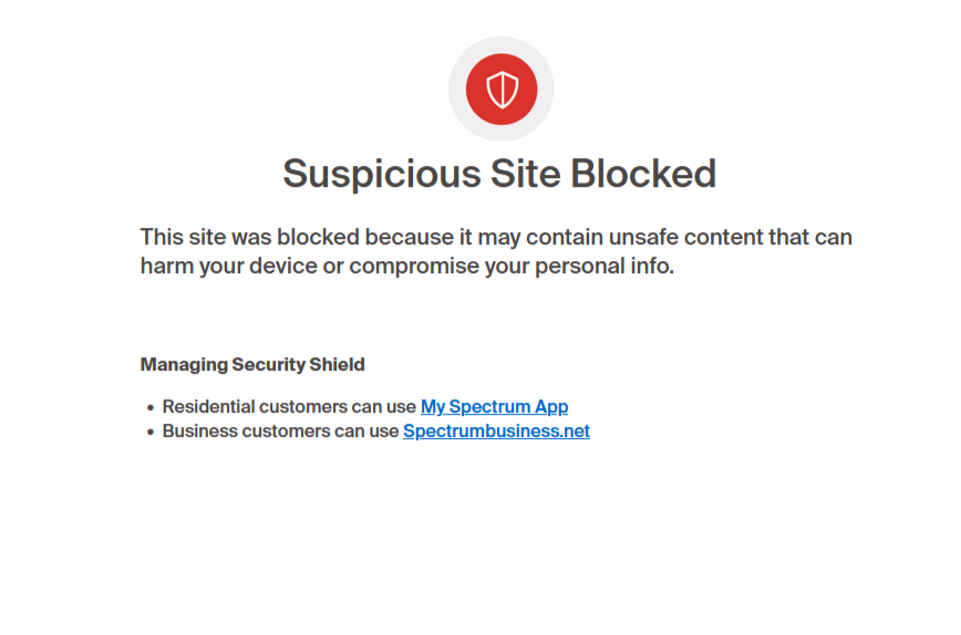 Browser warning page that flags a custom domain as a threat