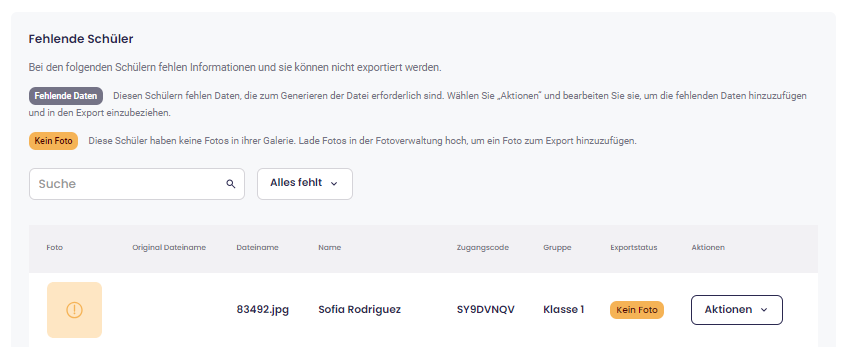 Details zu fehlenden Schülern