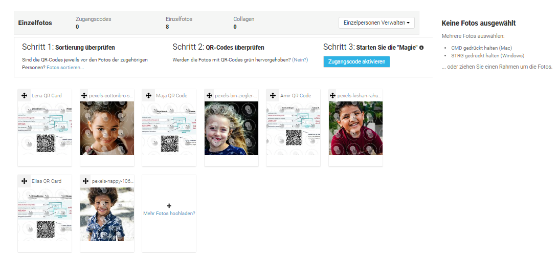 QR-Karten Sortierung