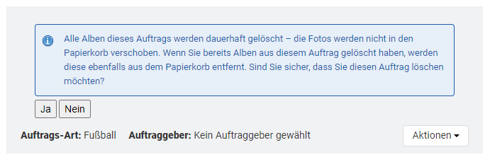 Löschwarnung Auftrag