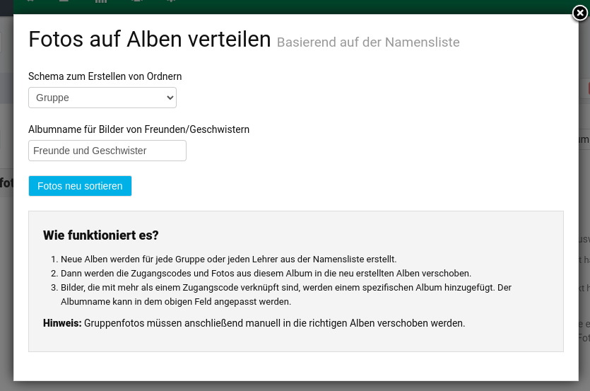 Zugangscodeoptionen