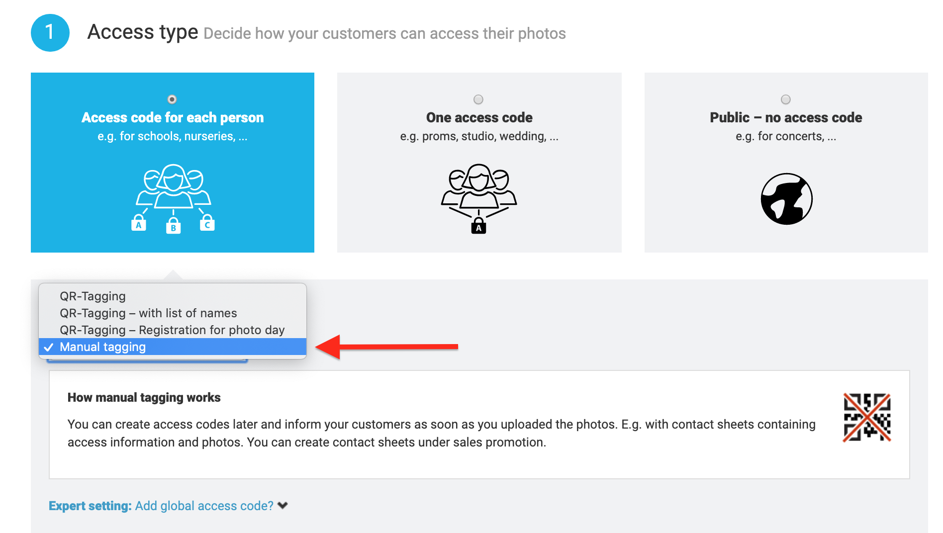Manual tagging settings screenshot