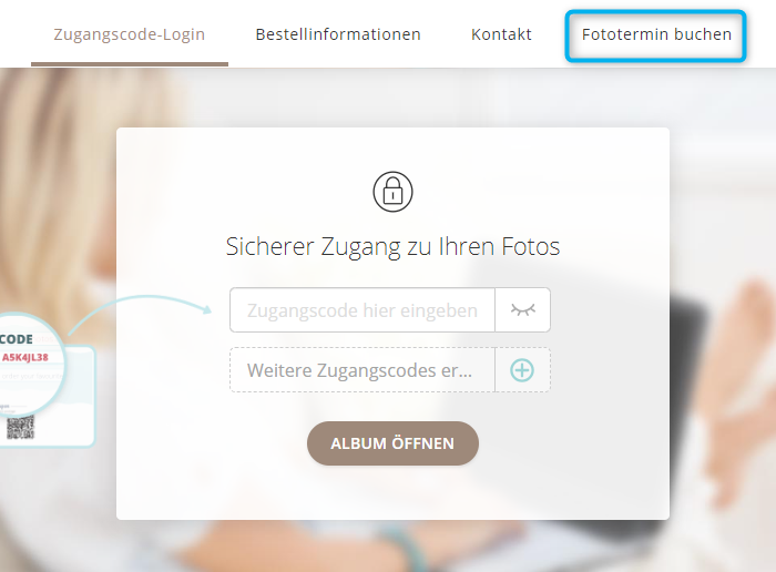 Link zur Terminbuchung im Menü