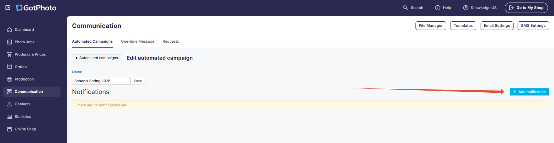 Add notifications to campaign