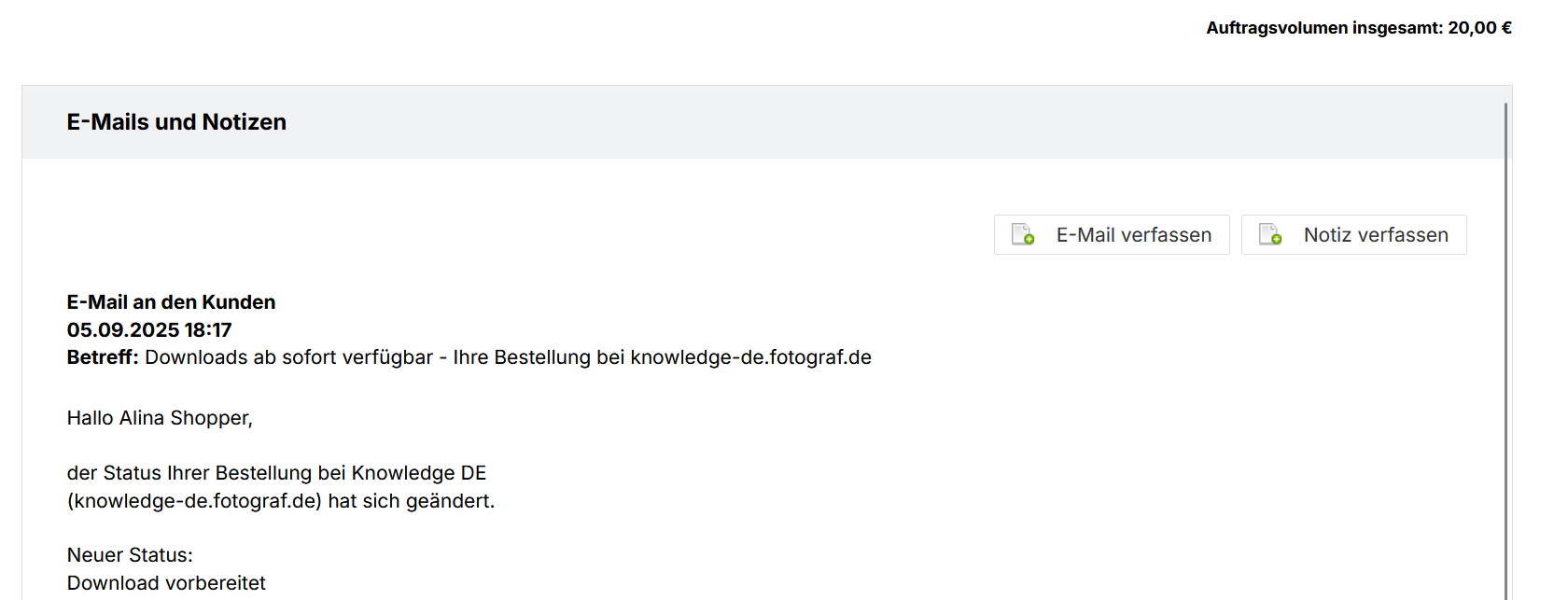 Kommunikation und Umsatzübersicht