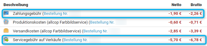 Beispiel zur Rundung von Service- und Zahlungsgebühren