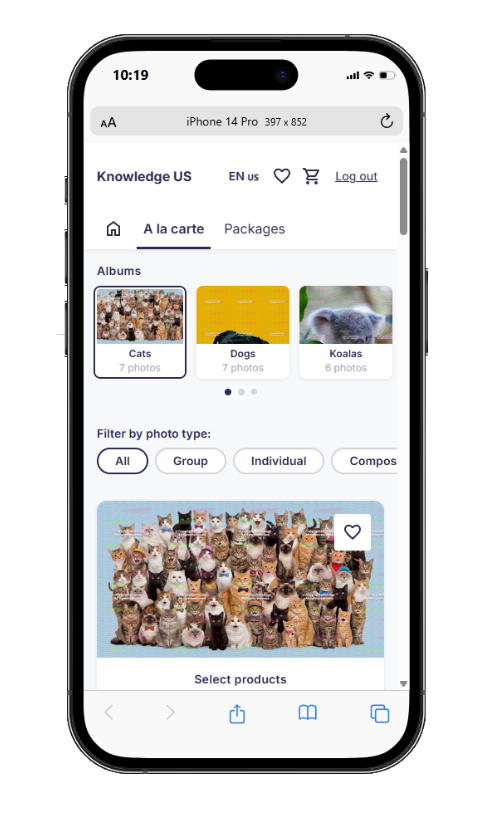 Mobile album view with Global Access Code