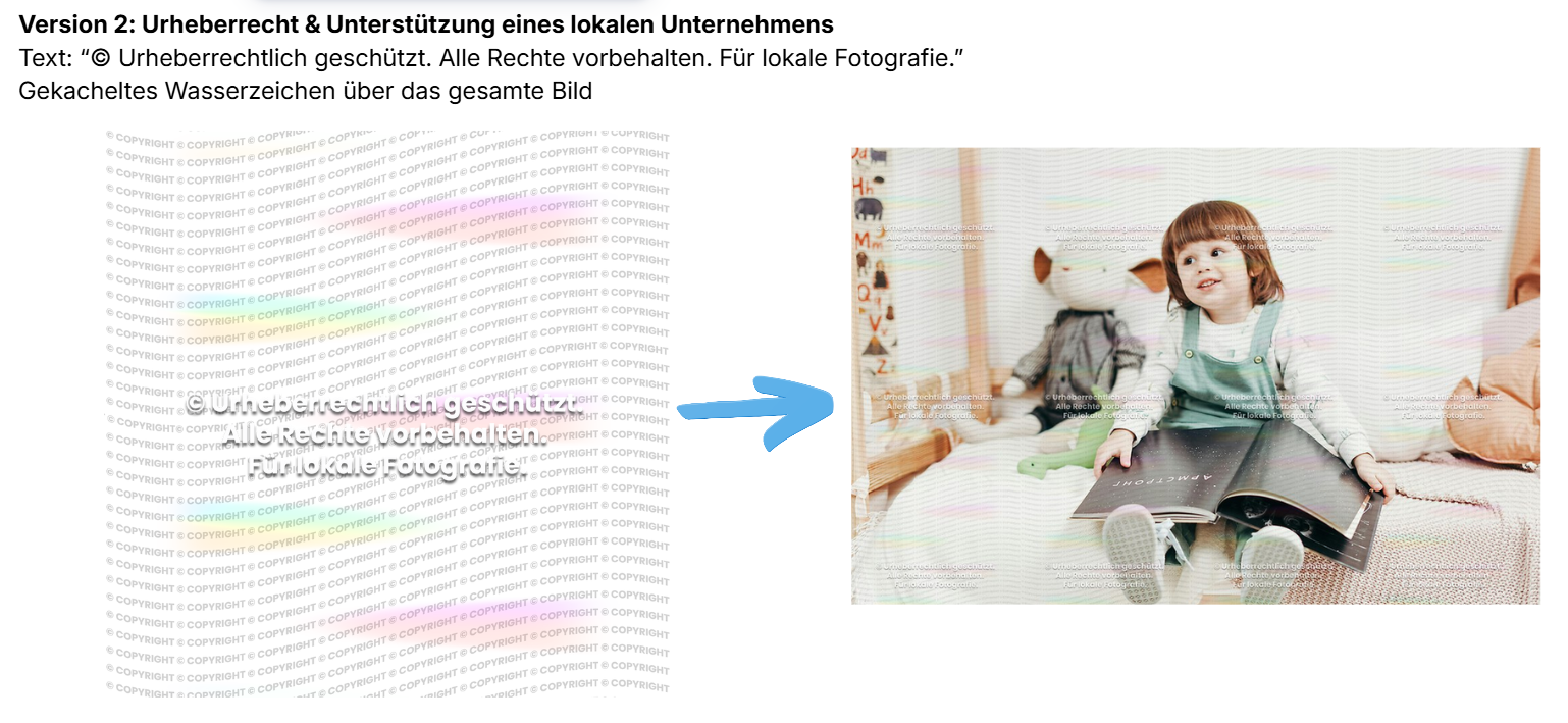 Alternatives Wasserzeichen mit Copyright-Hinweis und Verzerrungsmuster