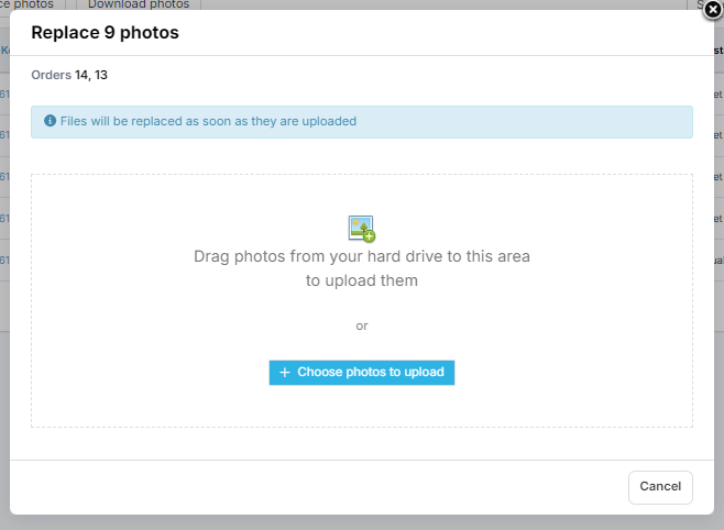 Bulk file upload screenshot