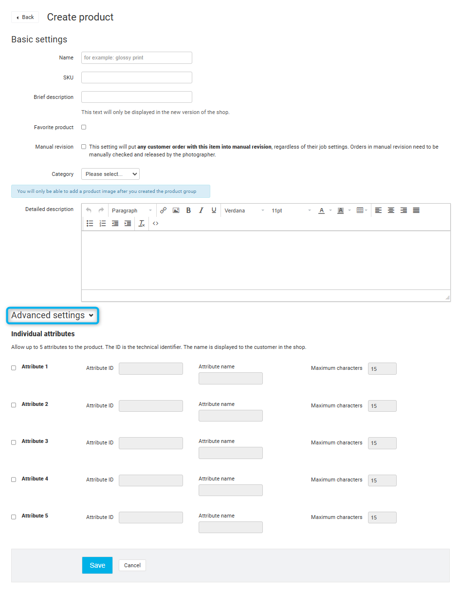 Advanced settings fields to collect extra customer information